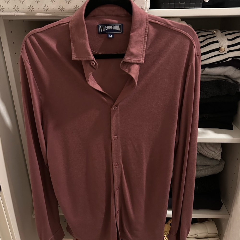 Vilebrequin Men's Long-Sleeve Button Shirt — Raisin/Mauve M